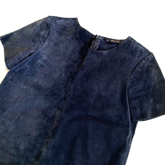Zara Navy Leather Top - Picture 7 of 10